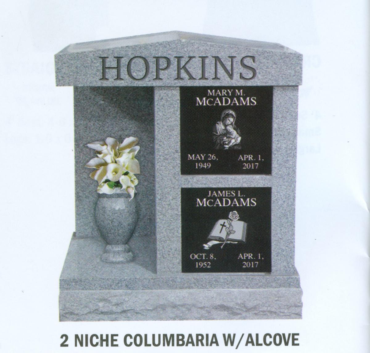 2 niche columbarium with alcove and name engravings
