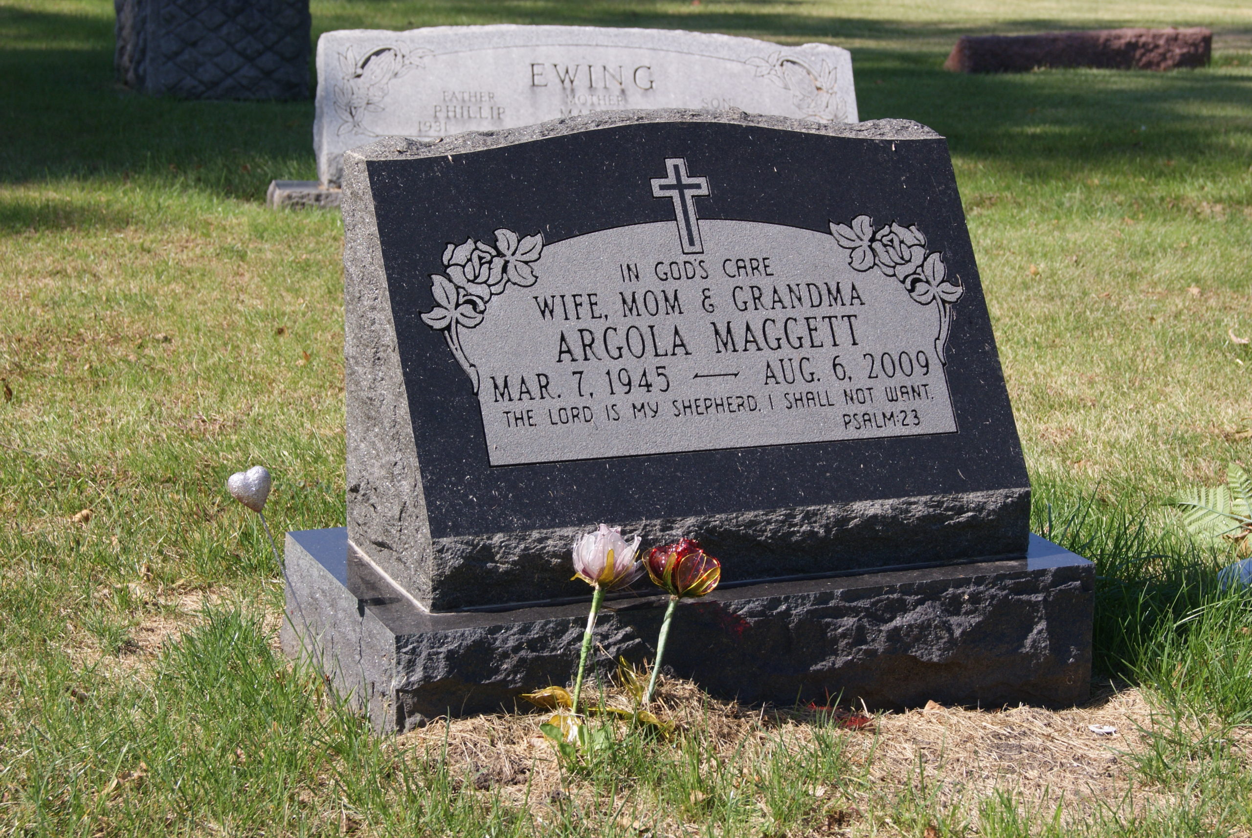 Carved Cross and Praying Hands Upright Headstone polished all