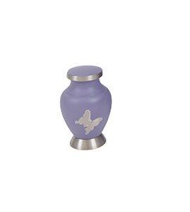 Small pastel urn with grey butterfly and lid