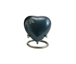 Small dark teal heart shaped urn